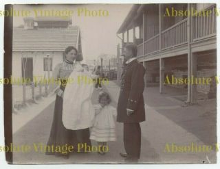 Old Chinese Albumen Photo Naval Officer & Family Qingdao / Tsingtao China C.  1910