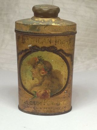 " American Ideal " Talcum Powder California Perfume Company York,  Antique Tin