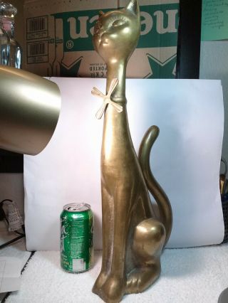 Spectacular Large 19 H Vintage Brass Sitting Upright Cat Sculpture,  Statue