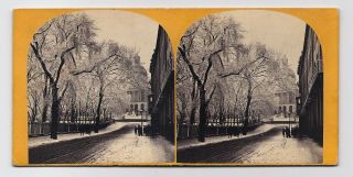 R A Miller (attr) : State House Rare Boston Massachusetts Snowy Winter 1860s Sv
