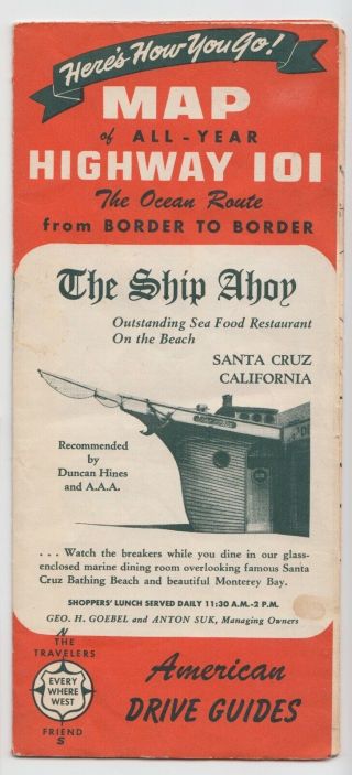 The Ship Ahoy Restaurant,  Map & Guide,  Santa Cruz,  California