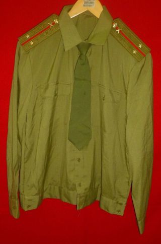 1989 Russian Soviet Army Artillery Lieutenant Shirt,  Tie Size 54 - 4 L Ussr