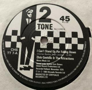 Elvis Costello 7” 2 Tone Lbl.  I Can’t Stand Up For Falling Down