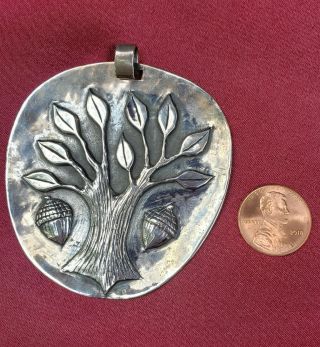 James Avery Oak And Acorn Vintage Pendant Sterling Silver 2.  5 Inches With Bail