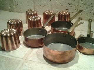 Bordeaux Bake Set 6 Copper Canele Cannele Molds W/4 Copper Measuring Cups