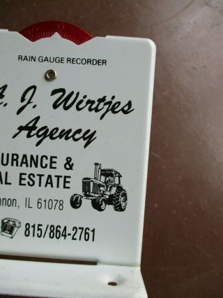 Vintage John Deere Insurance Metal Rain Gauge Sign Shannon,  Il Farm 2