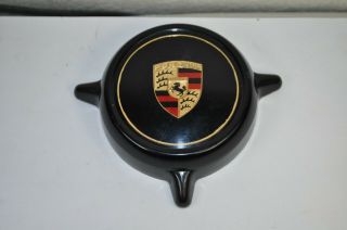 Vintage 356 Porsche Steering Wheel Black Button Horn With Gold Emblem