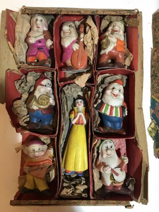 1938 Walt Disney Snow White & The Seven Dwarfs Ceramic Porcelain Figurines Japan