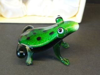 Hand Blown Glass Green Frog Figurine From Pier 1 Imports Nib