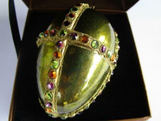 2002 Jay Strongwater Swarovski Crystal Rhinestone Glass Gold Egg Ornament Boxed