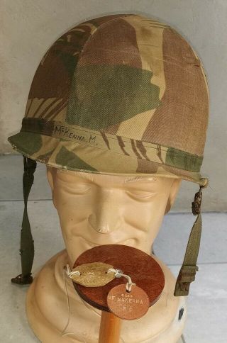 Rhodesian Named Grey Scouts O.  C.  American M1 Helmet With Dog Tags