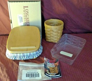 Longaberger Pen And Note Pal Baskets W/lid,  Liner (1) And Protectors (3)