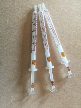 B - D Yale Tuberculin Glass Syringes,  Set Of 3