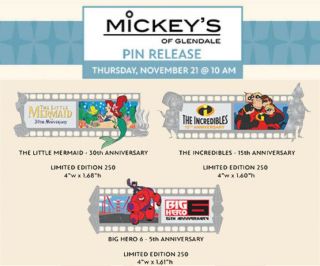 Disney Mog Wdi 2019 Filmstrip Pin Set Le 250 Mermaid Incredibles Big Hero 6