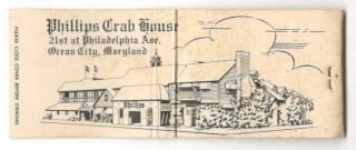Phillips Crab House Ocean City Maryland Vintage Matchbook Cover B74