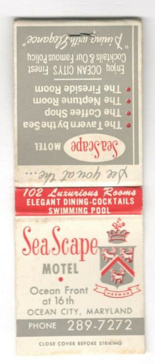 Sea Scape Motel Ocean City Maryland Vintage Matchbook Cover B76