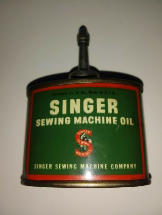 Small Antique Singer Sewing Machine Oil Lead Top Oiler Tin Can.  1 1/3 Oz