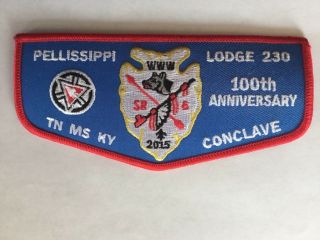 Pellissippi Lodge 230 Sr 6 2015 Conclave Pocket Flap Gold Mylar Border Arrowhead