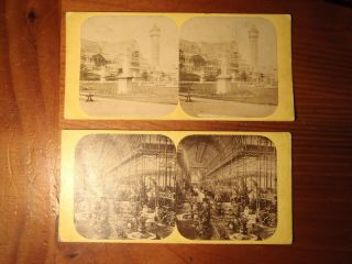 Set Of 2 Stereoview Stereo Photo Cards Crystal Palace England