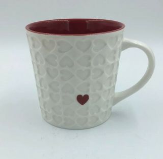 Starbucks Embossed Heart Coffee Mug 2007 Quilted Large 16 Oz Cup One Red Heart