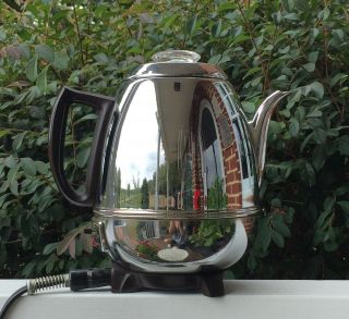 Vintage Art Deco General Electric Percolator Pot Belly 9 Cup Chrome Coffee Maker