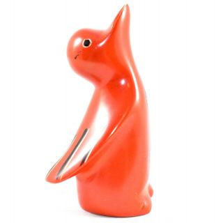 Smolart Hand Carved Soapstone Orange Penguin Figurine Made In Kenya