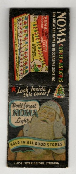 Santa Claus Noma Christmas Lights Vintage Matchbook Cover B47