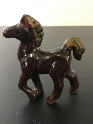 Vintage Japan Brown Pottery Horse Figurine Pony Statue Collectible G29