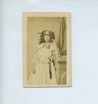 Woman From North Africa In Ornate Headdress Cdv Photo