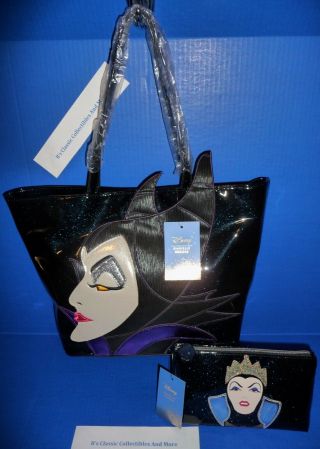 Disney Store Danielle Nicole Maleficent Tote Bag/purse,  Evil Queen Cosmetic Bag