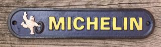 Michelin Tires Vintage Cast Iron Metal Advertising Wall Plaque Sign