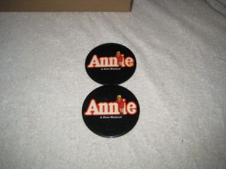 2 Vintage Annie A Musical Promo Pin Button Broadway 1980s 3 " Large