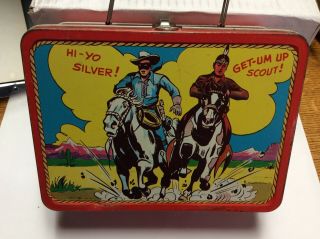 1954 Adco Liberty Vintage Lone Ranger Lunch Box Red Band No Thermos Rare Hi - Yo