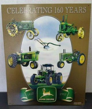 Vtg 1997 John Deere 160 Years Anniversa 16x13 Tin Advertising Sign Farm Tractor