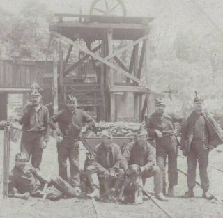 1890s Cabinet Photo Jerome Pa Coal Miners W/hat Lanterns Lamps & Equipment