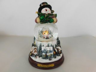 Thomas Kinkade " Wondrous Winter " Musical Santa Snow Globe Lights Up