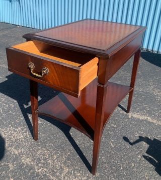 Vintage Leather Top Mahogany End Side Table By Imperial Tables Antique