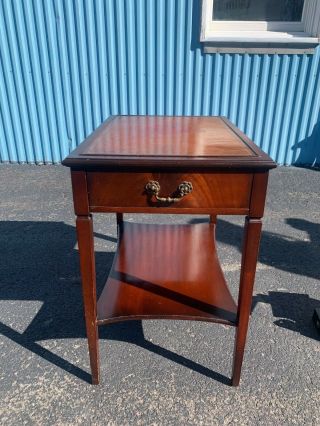 Vintage Leather Top Mahogany End Side Table by Imperial Tables Antique 2