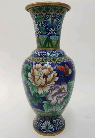 Large Vintage Chinese Cloisonne Enamel Vase