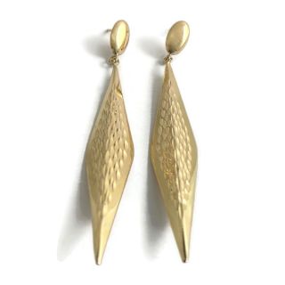 Vintage Geometric Dangle Drop Earrings 14k Yellow Gold,  2.  5 Inches,  3.  50 Grams