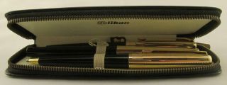 Vintage Pelikan 30 Rolled Gold Fountain Pen Technical Pencil Leather Etui Set
