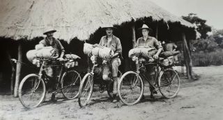 C1928 B/w Photograph.  3 White Men On Bicycles.  Colonial Rhodesia/ Africa 7