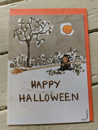 Vintage Halloween Greeting Card Hadley Robertson 1986 Witch Broom Funny