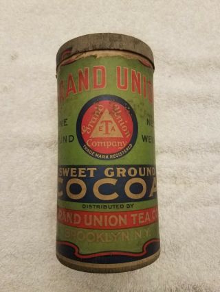 Vintage Old Grand Union Tea Co.  Cocoa Tin,  Can,  Box,  Container
