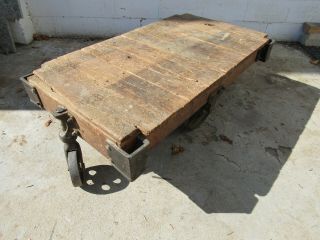 Lineberry Cart 7 Vintage Coffee Table Tulip Wheels Steampunk (we Ship Freight)