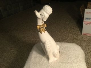 Vintage Tall 13” Poodle Figurine Ceramic White Puppy Dog Japan Made Collectible