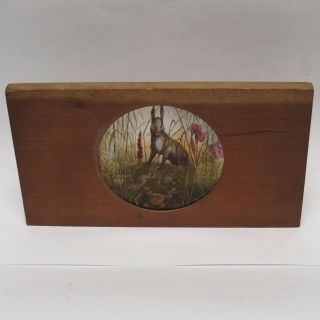 Magic Lantern Glass Slide Wood Frame The Hare And Frogs Fables Of Lafontaine