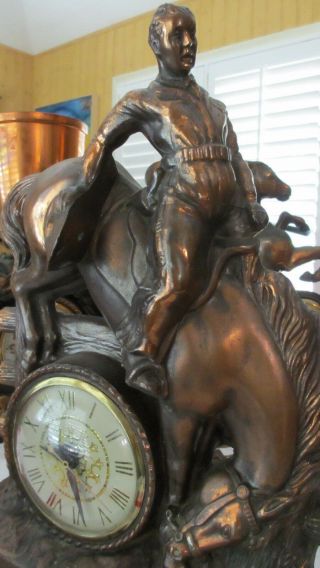 Vintage Western Cowboy Rodeo Bucking Bronco Mantel Clock Lanshire Movement