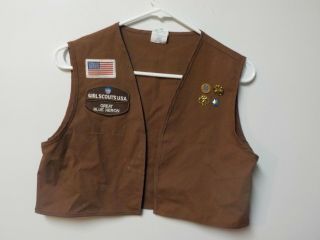 Girl Scout Brownie Vest With Patches And Pins Youth Large,
