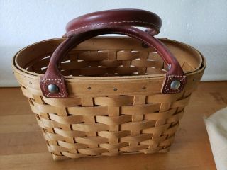 Longaberger Small Boardwalk Basket Purse With Leather Handles W/ Protector